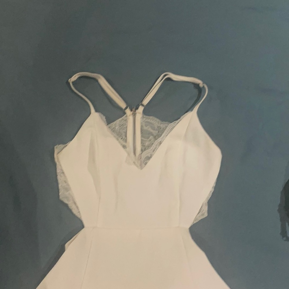 White lace back dress